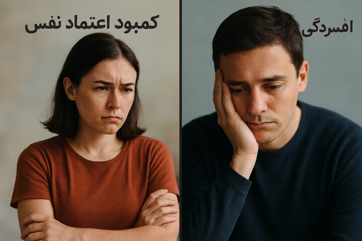 تفاوت کمبود اعتماد به نفس شخصیتی و افسردگی